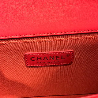 CHANEL Old Medium Boy Flap Quilted Patent Leather Shoulder Bag