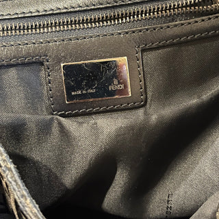 FENDI Black Zucchino Canvas Shoulder Bag