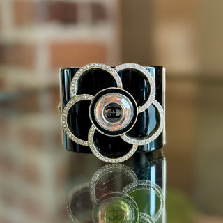CHANEL Black CC Camellia Cuff