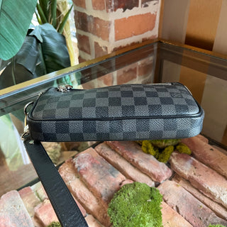 LOUIS VUITTON Damier Graphite Canvas Black Wristlet Pouch