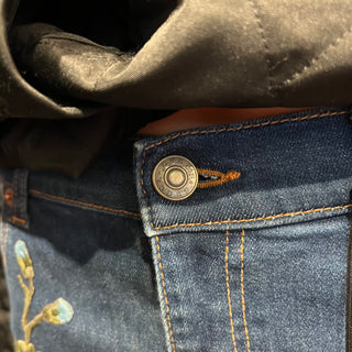 GUCCI Blue Floral Embroidered Mid-Rise Skinny Jeans SZ29