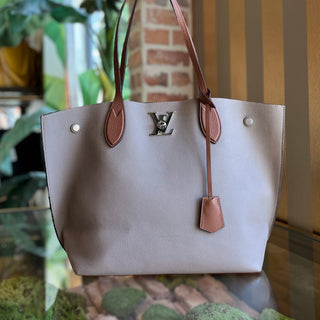 LOUIS VUITTON Lockme Go Beige Brown Calfskin Leather Tote