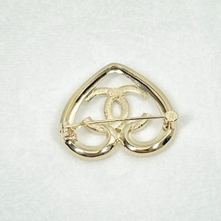 CHANEL Gold Heart CC Brooch