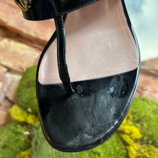 GUCCI Black Patent Leather Horsebit Sandals SZ 36 (US 6)
