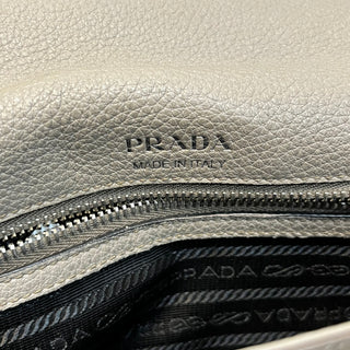 PRADA Gray Daino Leather Crossbody Bag