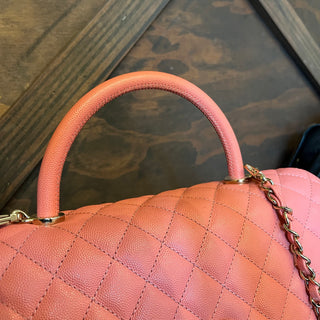CHANEL Pink Caviar Leather Top Handle