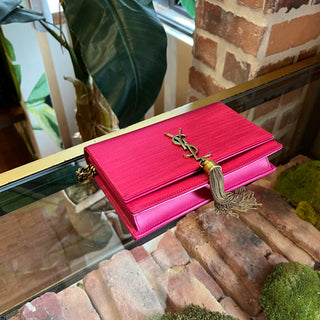 SAINT LAURENT Kate Small Pink Satin Tassel Crossbody