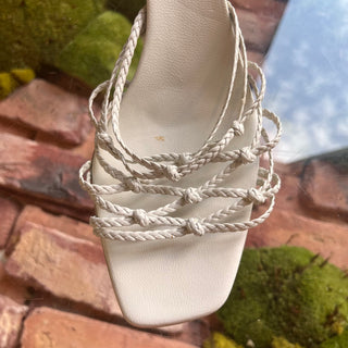 GUCCI Braided White Leather Kitten Heels SZ 8.5