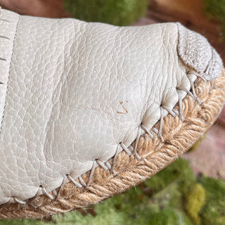 VALENTINO Cream Leather Rockstud Espadrilles SZ 35 (US 5)