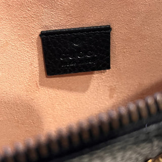 GUCCI Linea Farfella Black Pebbled Calfskin Butterfly Zip Clutch