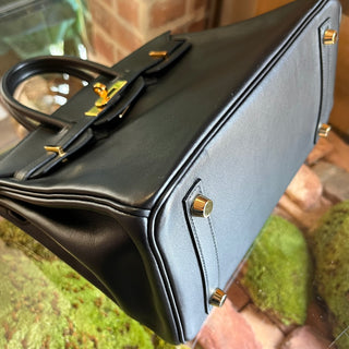 HERMES Birkin 25 Noir Swift Top Handle