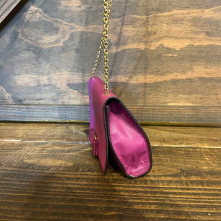 SALVATORE FERRAGAMO Vara Bow Purple Hammered Calfskin Leather Shoulder Bag