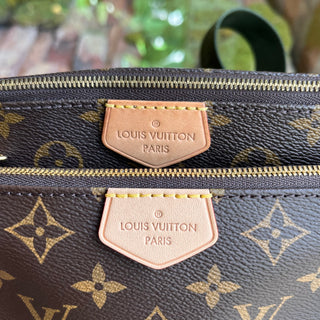 LOUIS VUITTON Multi Pochette Accessories Khaki Brown Monogram Coated Canvas Crossbody Bag