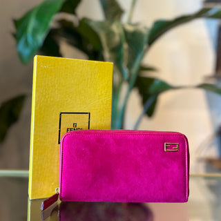 FENDI Suede Travel Continental Wallet