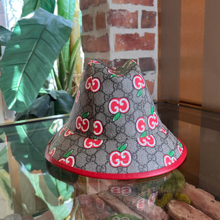 GUCCI GG Supreme Monogram Apple Textured Dollar Calfskin Retro Interlocking G Fedora SZ57(M)