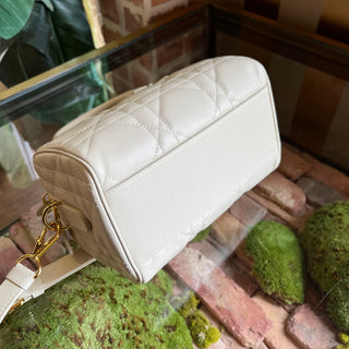 DIOR Groove 20 Dusty Ivory Calfskin Macrocannage Satchel Bag