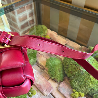 BOTTEGA VENETA Cassette Dark Red Nappa Maxi Intreccio Padded Crossbody