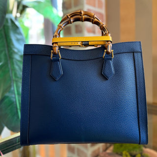 GUCCI Navy Blue Leather Diana Medium Tote Bag