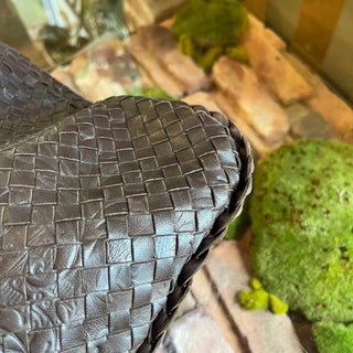 BOTTEGA VENETA Brown Intreciato Embossed Nappa Leather Hobo Bag