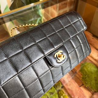 CHANEL East West Chocolate Bar Flap Black Lambskin Shoulder Bag