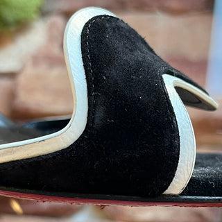LOUBOUTIN White/Black Sling Back Suede Heels SZ 39.5 (US 9.5)