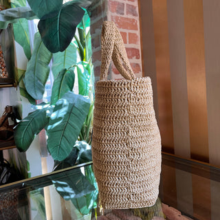 SAINT LAURENT Rive Gauche Raffia Tote Bag