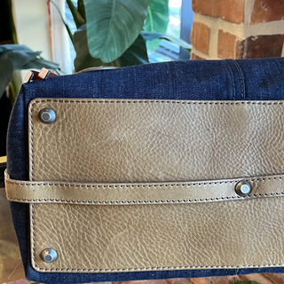 CHLOE Medium Blue Denim Logo Tote