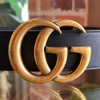 GUCCI GG Marmont Wide Black Leather Belt SZ 85/34