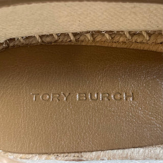 TORY BURCH Double T Jacquard Camello Espadrilles SZ 8