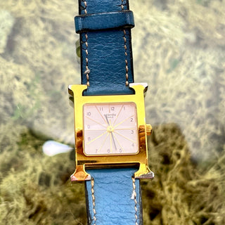 HERMES HH1.201  Blue Gold Plated H Quartz Ladies Watch