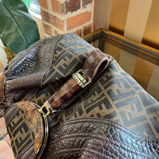FENDI Spy Bag Brown Tobacco Zucca Print Canvas and Tortuga Shoulder Bag