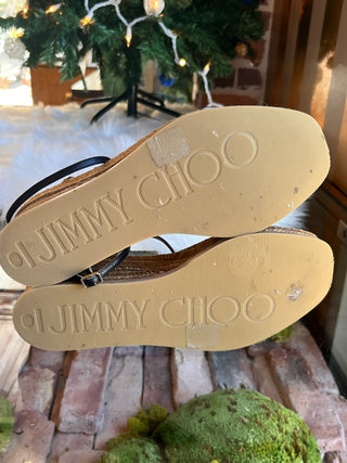 JIMMY CHOO Black Drive Strappy Espadrilles SZ 37