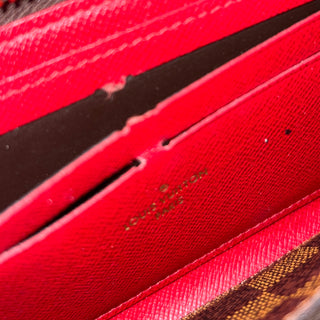 LOUIS VUITTON Clémence Damier Ebene Red Canvas Wallet