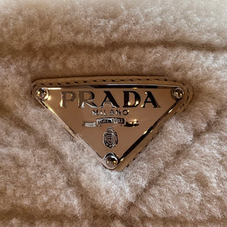 PRADA Beige Leather Shearling Slides SZ 37 (US 7)
