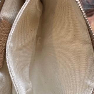 GIVENCHY Metallic Silver Beige Leather Dutton Pouch