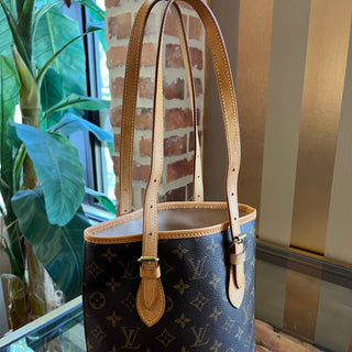 LOUIS VUITTON Petit Brown Monogram Canvas Bucket Bag