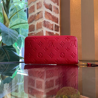 LOUIS VUITTON LV Monogram Red Empreinte Leather Zippy Wallet