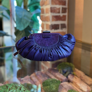 CHRISITAN DIOR Purple Plisse Lambskin Leather Clutch