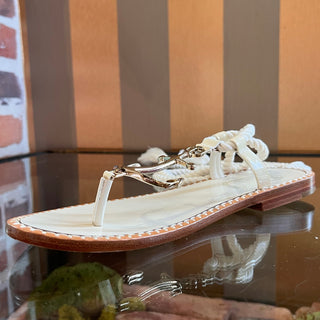 DIOR Anchor Patent Leather Cream Sandals SZ 38 (US 8)