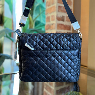 MZWALLACE Crosby Lock Large Black Nylon Quilted Crossbody Bag