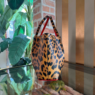 CHRISTIAN LOUBOUTIN Cabarock Small Leopard Print Calfskin Spiked Tote
