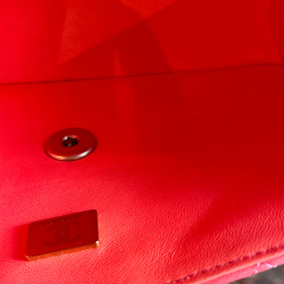 CHANEL Rectangular Mini Flap Pink Orange Lambskin Leather Top Handle