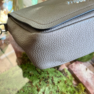 PRADA Gray Daino Leather Crossbody Bag