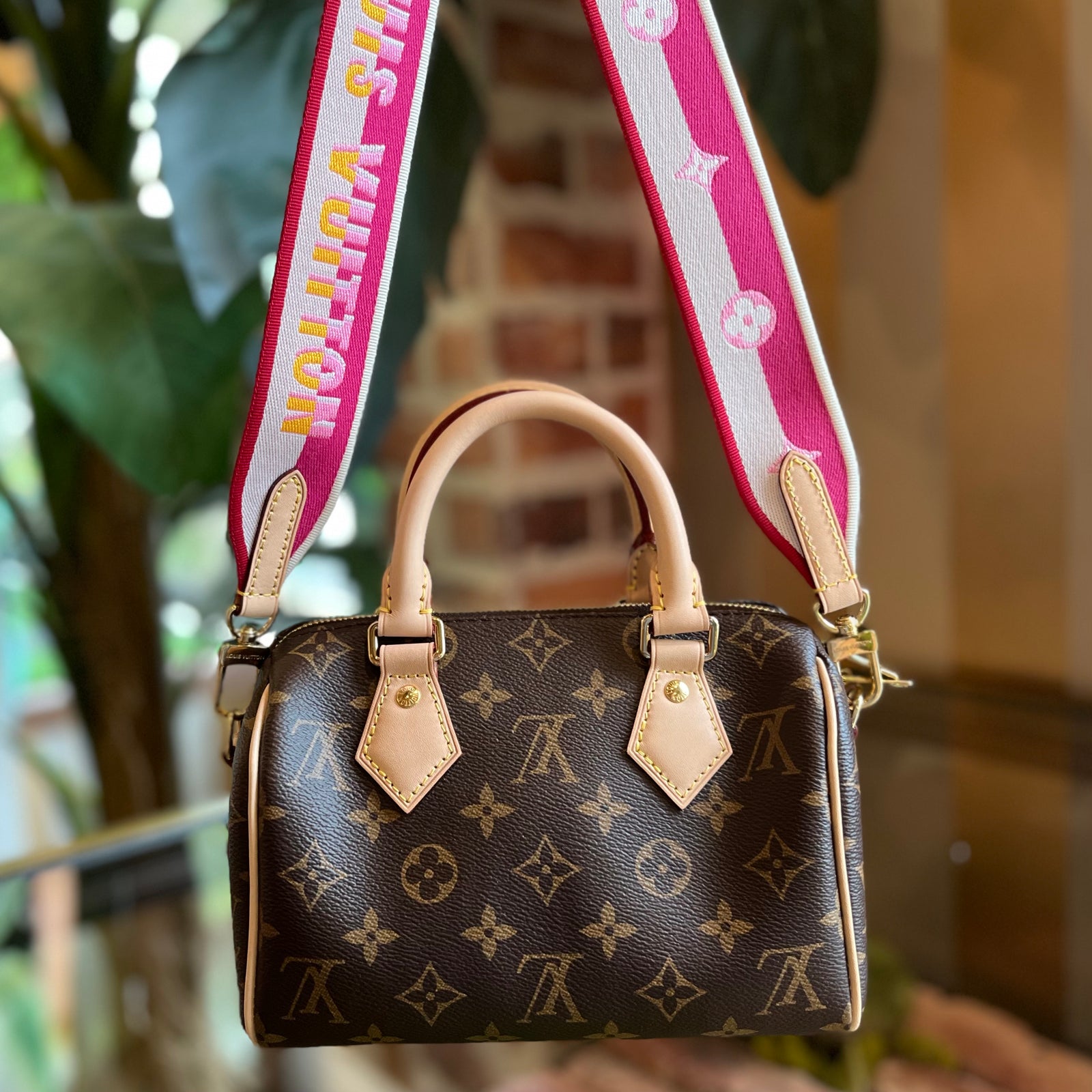 Louis Vuitton - Brown & Beige Leather Monogram Print Rectangle Crossbo –  Current Boutique