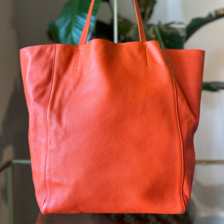 CELINE Horizontal Cabas Orange Grained Calfskin Shopping Tote Bag