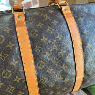 LOUIS VUITTON Keepall Bandouliere 55 Monogram Brown Canvas Duffel