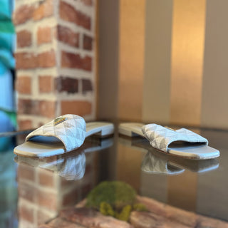 PRADA Gray White Triangle Sandals SZ 38.5 (US 8.5)