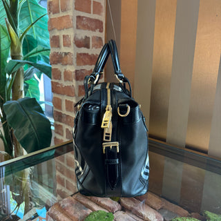 BURBERRY Charcoal Check Boston Satchel Ellers