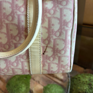 DIOR Rose Clair Coated Canvas Logo Medium Boston Bag