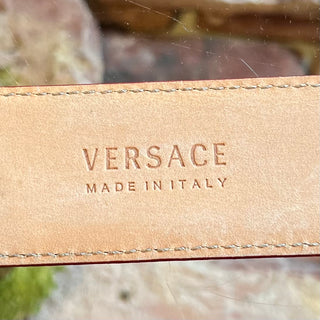 VERSACE Hexagon Medusa Buckle Red Leather Belt 100/4 (SZ XL)